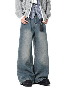 WUKONGYOUHUO | Quần Jeans Nam Vintage Form Straight-fit Washed American