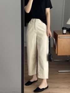 สูง เอว ยืดได้ ฮาราจูกุ กางเกงยีนส์ ผู้หญิง พลัสไซส์ หลวม Fit ฤดูใบไม้ผลิ ฤดูใบไม้ร่วง พรางหุ่น กางเกงขากว้าง ลำลอง ยาวเก้าเดือน