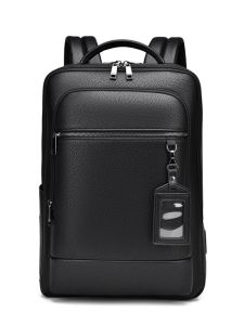 2024 New Arrival Large Capacity Travel Men Backpack Authentic Leather Tactile Feel Three-Dimensional Hair-Styling Business Computer Backpack