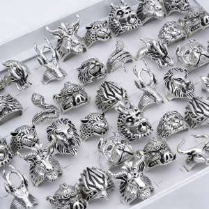 10/20/Pcs/Lot Fashion Punk Animal Alloy Rings Men Women Cool Cheetah Tiger Mixed Style Daily Party Gifts Jewelry Random