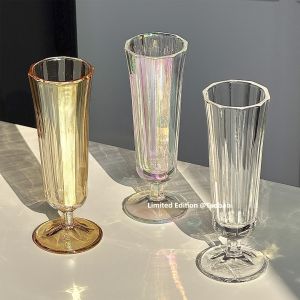 French Ins Style Retro High Foot Glass Champagne Cup Fruit Wine Glass Juice Cup Coffee Cup Good Looking Nordic Style Pure Color