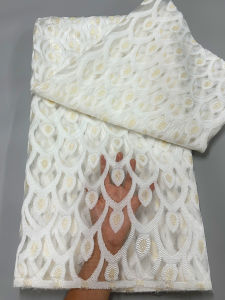 5Yards White Jacquard Lace Fabric Brocade Material  2025 Nigerian Organza Jacquard for Sewing Prom Dress Fluffy Skirt Costumes