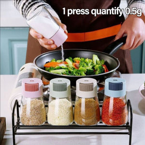 0.5g Quantitative Seasoning Jar Press-Type Salt Control Bottle Kitchen Household Seasoning Can Sealed Salt Jar