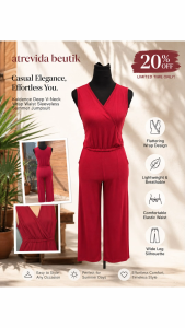 Kaidence Casual Deep V-Neck Wrap Waist Sleeveless Summer Jumpsuit for Women Elegant Wide Leg Romper Comfortable Lightweight Fashion Outfit Chic Smart Casual Wear for Daily Use Travel Parties and Vacation