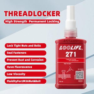Red Thread Locker 271 Nuts & Bolts Locker High Strength Permanent Locking Tight & Seal Fasteners Anaerobic Curing Metal Glue50ml