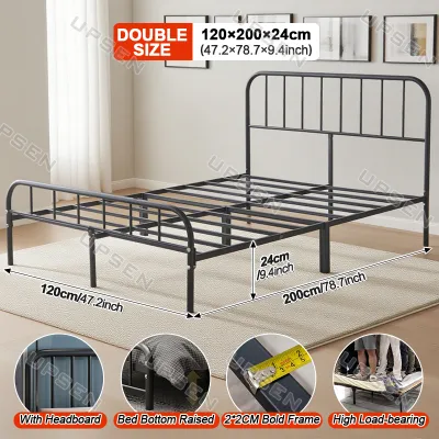 UPSEN Iron Bed Frame Metal Bed Frame Without Headboard Single/Double/Queen/King Size Thicken Steel Bed Frame Iron Bedstead