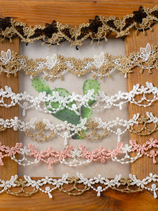 High-End Gold Thread Double Color Water-Soluble Lace 3cm Wide DIY Handmade Clothing Accessories Floral Trim Embroidery