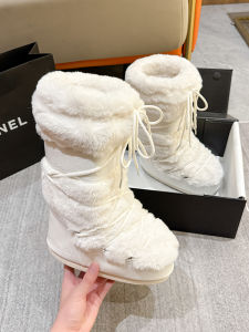 Womens Winter Thick Bottom Snow Boots Waterproof Warm Anti-slip Mid-calf Ski Shoes Moon Design Fashionable Cold-proof