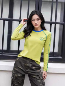 Womens Hiking Quick Dry Shirt Long Sleeve Running Top Outdoor Climbing Sportswear Breathable Slim Fit New Style Color Block