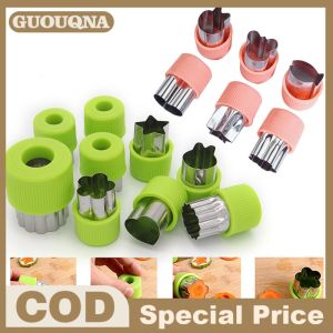 GUOUQNA เครื่องมือทำอาหารแบบพกพา6 9ชิ้นที่ตัดผักด้ามจับพลาสติกสแตนเลสสตีลอุปกรณ์ในครัว