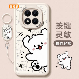 เคสโทรศัพท์มือถือ Redmi Note14 pro รุ่นใหม่ปี 2025 ปกป้องเลนส์แบบเต็มจอ หนังแกะ ดีไซน์สุนัขสีขาว ดีไซน์น่ารักสำหรับทั้งชายและหญิง