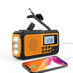 For Spanish Christmas Gift Emergency Solar Power Radio Hand Crank Charging AM/FM SOS Alarm Radio Led Read Flashlight power bank