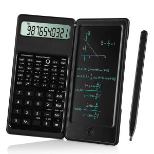 10-Digit Mini Foldable Scientific Calculator Multifunctional LCD Erasable Writing Notepad With Stylus Student Office Pocket Calc