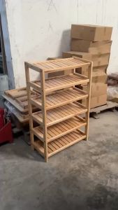 Kệ dép 6 tầng ngang 60cm gỗ cao su hàng lắp ráp hai màu lựa chọn - Ori House