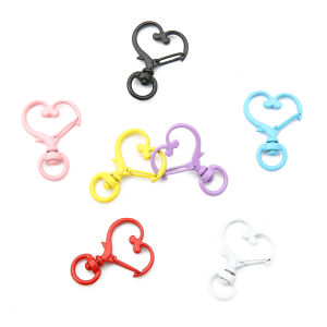 พวงกุญแจล็อบสเตอร์โลหะผสมรูปหัวใจ4มม. 24x3 2-5ชิ้นสำหรับอุปกรณ์เครื่องประดับทำมือ DIY