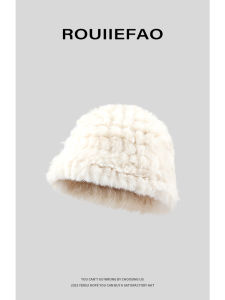 ROUIIEFAO Fur Lined Fisherman Hat Womens Autumn Winter Warm Stylish Versatile Polyester Fiber Casual Style Wide Brim Cap