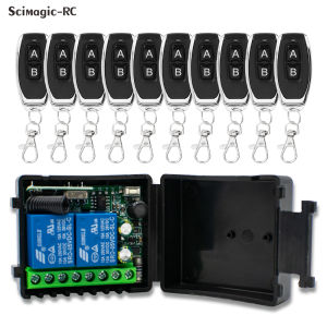 2CH 433Mhz RF Remote Switch AC 85-256V 2-Channel Wireless Relay for Garage Door/Curtain/Light with 433MHz Handheld Transmitter