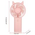 Portable Handheld AA Battery Mini Desktop Air Cooler Fans with Cat Ear Design in Pink and Green for Outdoor Travel Use. 