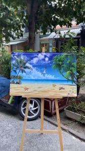 Tranh Phong Cảnh Biển loại 1 tấm chất liệu gỗ in tráng gương bọc viền cao cấp