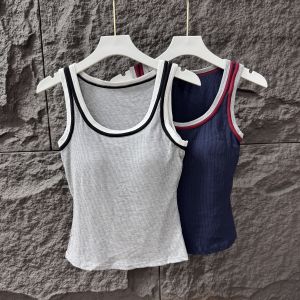 Áo Vest Không Tay Màu Khối Cho Nữ Mùa Thu 2025 Áo Khoác Ngoài Ôm Vừa Vặn Áo Chui Đầu Cổ Tròn Dài Thường Ngày Áo Chui Đầu