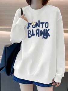 Discounted 100% Pure Cotton Long Sleeve Base Shirt Sweatshirt Loose Elegant Womens Fashionable round Neck Top