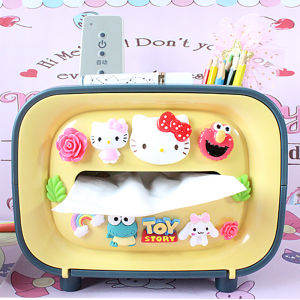 Creative Cartoon Tissue Box Storage Container Rectangular Plastic Home Organization Holder Luxury Feel Vintage Aesthetic