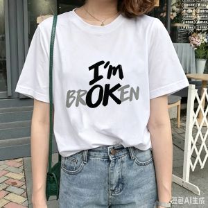 Sanrio | I Have A Great Pattern Printed T-shirt for Casual Ladies Summer Round Neck Short Sleeved T-shirt Women Clothing Tops