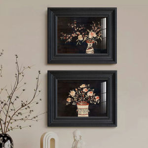 French Mid-century Modern Entrance Hall Decorative Painting Bedroom Background Wall Artistic Hanging Picture Vintage Flower Vase Murals