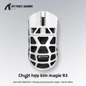 ATTACK SHARK | Chuột Chơi Game Không Dây Attack Shark R3 8000Hz Hợp Kim Magie Black Mamba 26000DPI Cảm Biến PAW3395 80 Triệu Lần Bấm Dành Cho PC