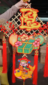 Liễn Trang Trí Tết set liễn nan tre trang trí tết thần tài cưỡi cá tre trang trí TẾT-PHỤ KIỆN Trang Trí Treo cửa