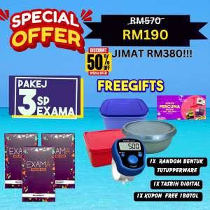 EXAMA MINDA SUPPLEMENT ANAK BIJAK PAKEJ 3 BOTOL + 3 PILIHAN FREEGIFT ORIGINAL HQ 100%