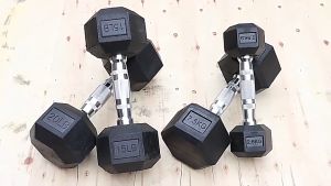 Rubberized Hex Dumbbell 5LBS - 15LBS 20LBS Hexagon dumbbells with Metal Handle