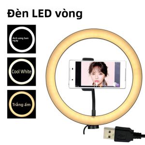 Đèn Selfie Ring LED 26/33cm 12 Inch Đèn Chụp Ảnh Có Điều Khiển Từ Xa USB Kèm Giá Đỡ Điện Thoại Dùng Cho Vlog Quay Video Livestream Đèn Bổ Sung Ánh Sáng Hai Màu