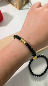 【TR】999 Gold Pixiu Agate (6mm) Bracelet Set (0.17gm+/-)|999足金貔貅黑玛瑙(6mm)手链 (0.17克+/-)