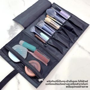 กระเป๋าเก็บแปรงแต่งหน้าความจุขนาดใหญ่ สีดำ ใบ กระเป๋าเครื่องสำอางอเนกประสงค์ระดับมืออาชีพ PU หนัง รูปทรงสี่เหลี่ยมผืนผ้าสำหรับทุกคน