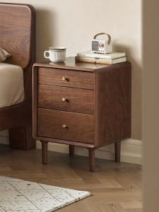 YUANSHI YUANSU | Modern Minimalist Bedside Storage Cabinet North American Black Walnut