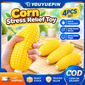 YOUYUEPIN 4pcs Realistic Corn Fidget Toy Slow Rising Soft Squeeze Ball Inner Block Crisp Sound Stress Relief Gift