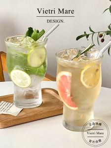 Wide-Mouth American Style Coffee Glass Cup Large Capacity Beverage Water Cup Vintage Vietri Mare Crystal Glass Cocktail Cup