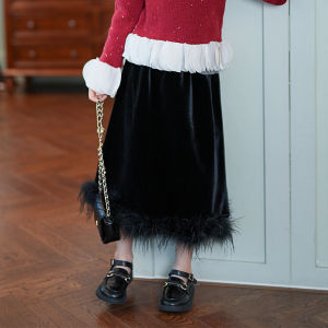 Girls New Chinese Style Vest Top Autumn Winter 2025 New Small Girl National Style Design Sensation Half Skirt Three Piece Set