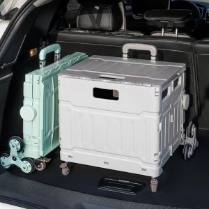 【COD＆PH】75L folding shopping cart Strong 100Kg Trolley Storage Movable Easy Carry Compact Multifunctional universal 4wheel Trolley Outdoor picnic props storage box Utility Grocery Trolley Portable Car Trolley