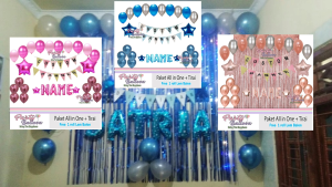 Paket Dekorasi Costum Banner DIY Aqiqah Khitanan Bride to Be Ulang Tahun Wisuda Tendak SInten set