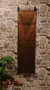 188.ผ้าฝ้าย ผ้าทอทั้งผืน ลายมัดหมี่ลายขอ สีน้ำตาล