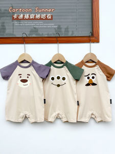 Cute Baby Summer Short Sleeve Onesie Cartoon Print Lightweight Cotton Romper Baby Clothes Boys Girls Crawling Suit Infant Harai