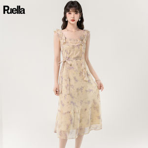 puella | Slimming Sweetheart Style Chiffon Flowered Spaghetti Strap Dress