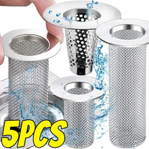 Dimoey ที่กรองท่อระบายน้ำซิงค์ห้องน้ำ5/1ชิ้นที่ดักขนสแตนเลสที่มีรูพรุนทรงกรวยที่กรองท่อระบายน้ำป้องกันสนิมตะกร้าปิกนิกอุดตัน