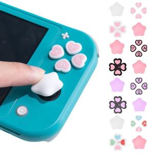 1set Cute Heart Shape Silicone Button Covers For Switch 2 Joycons Anti-slip Thumb Stick Caps + D-pad Cover For NS2 Accessories