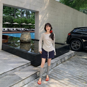 Color Block Elastic Waist Mini Skirt Womens Casual Sporty Style Short Skirt Commute Korean Version Polyester Cotton Blend