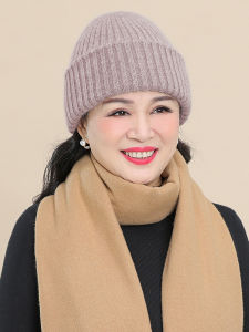 SHIPAILUO | Thickened Double Layer Knitted Woolen Hat For Middle-Aged And Elderly Women Winter Warm Knit Cap Mom Grandma Travel Cap