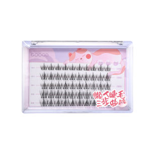Goodgudi Natural Looking Fake Eyelashes Womens Single Cluster No-glue Glueless Easy-to-use Plastic Black Stem False Eyelashes