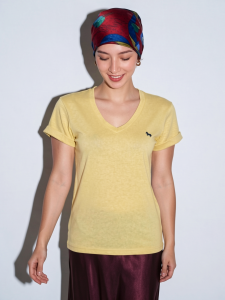 Basic House | Embroidered V-Neck Short Sleeve T-Shirt Light Thin